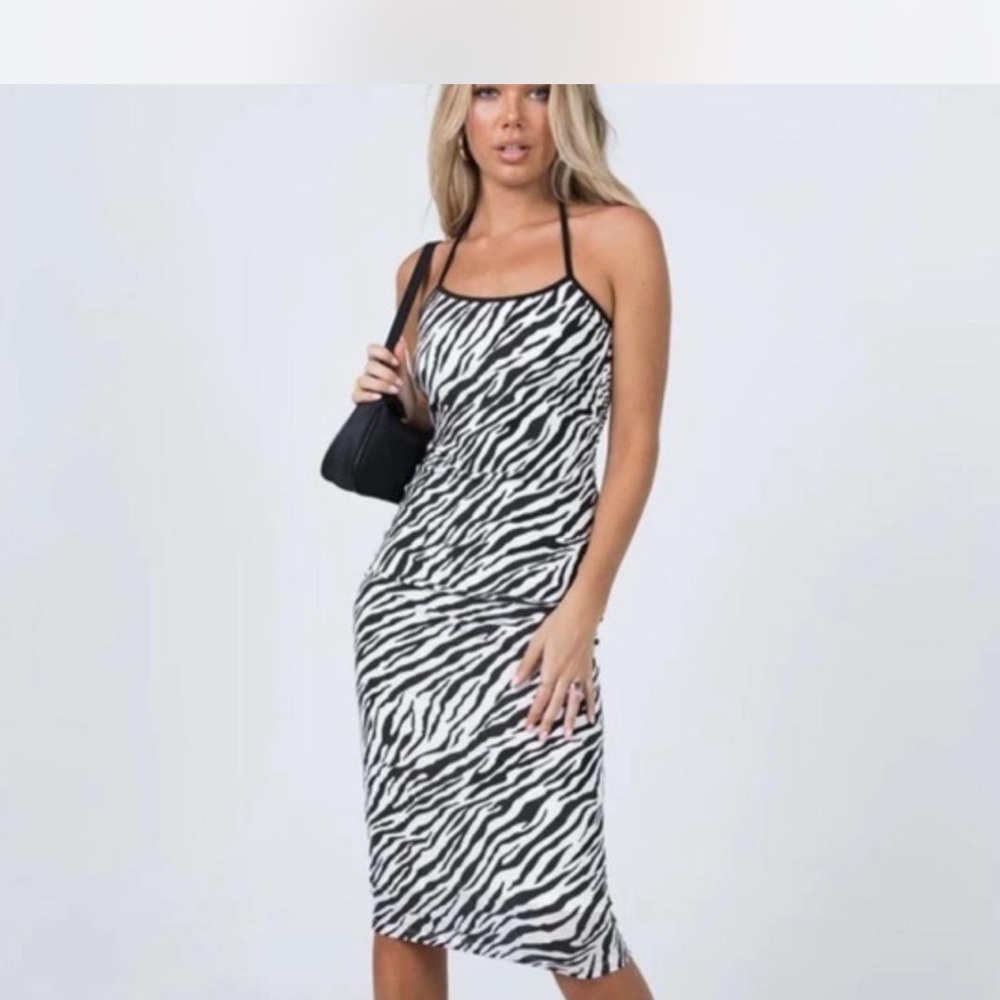 Princess Polly Black and White Zebra Midi Dress